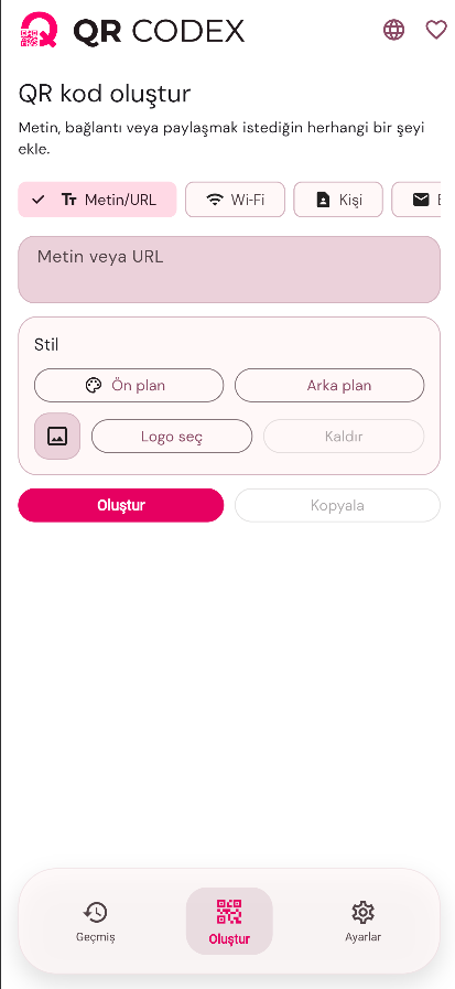 QR CODEX App Screenshot